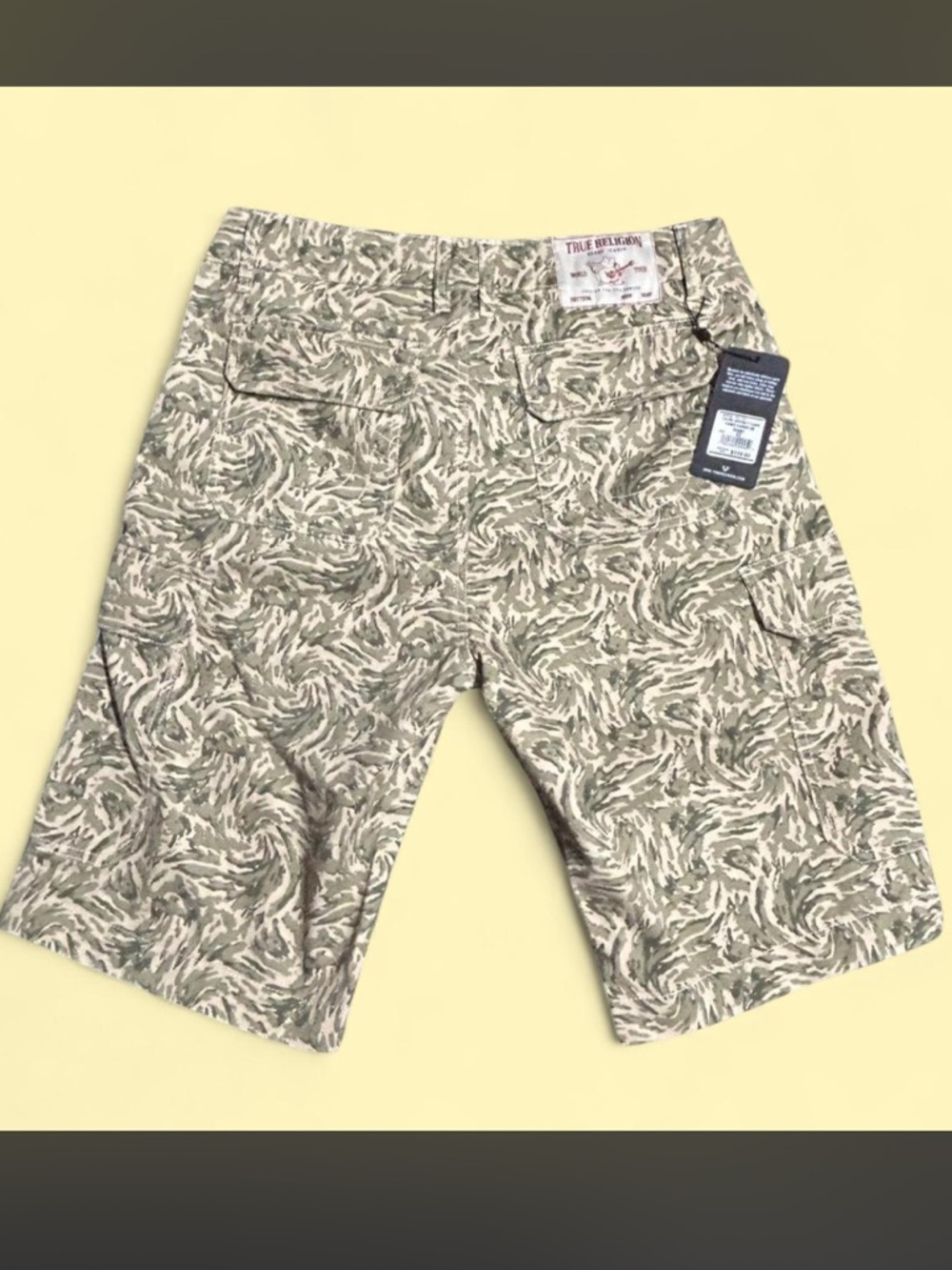 True Religion Beige & Olive Camo Pocket Shorts